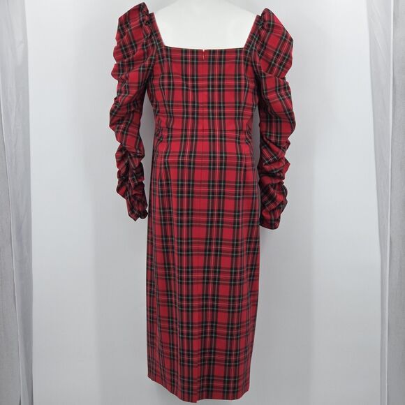 Antonio Melani Elena Midi Dress Size 16 Red Tartan Plaid Holiday Xmas Christmas - Picture 3 of 9